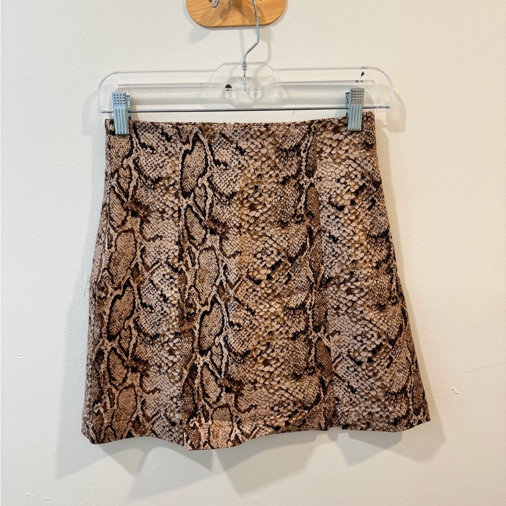 Reformation Snake Print Mini Skirt